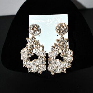 Borrowed & Blue Beaded Floral Teardrop Drop Statement Earring
